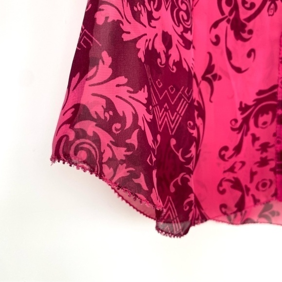 CAbi fitted button down shirt with v-neckline & long sleeves, sheer - Picture 5 of 11